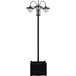Outsunny Lanterne solaire extérieure en métal, lumière de jardin autonome avec détecteur de crépuscule, 189 cm, éclairage étanche IP44 pour terrasse balcon décoration noir