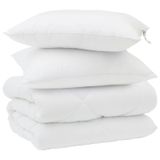 VidaXL Winter Dekbed met Kussen 3-delig Wit Microvezel