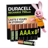 DURACELL AAA Oplaadbare Batterijen, 8 Stuks, 1.2V, 750 mAh NiMH