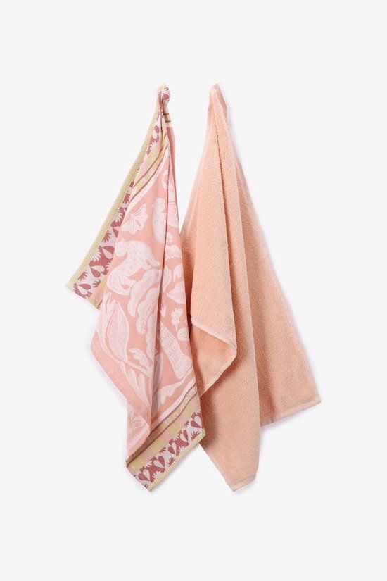 Sissy-Boy Lichtoranje Katoen Handdoek en Theedoek
