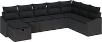vidaXL Tuinbank Set 8-delig Poly Rattan Zwart