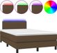 vidaXL Boxspring met matras en LED stof donkerbruin 120x190 cm