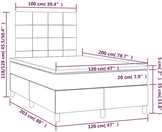 vidaXL Boxspring met matras fluweel donkergroen 120x200 cm