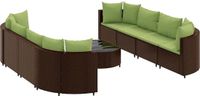vidaXL 9-delige Loungeset met kussens, polyrattan, bruin
