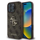 Guess Metal Logo hoesje geschikt voor Apple iPhone 16 Pro - Bruin