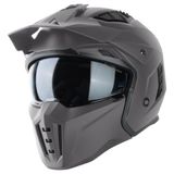 VINZ Helmets VINZ Kioto Street Fighter Helm met Zonnevizier - Jethelm met mondstuk - Scooterhelm & Motorhelm - Titanium Grijs - XL