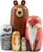 Jolie poupée en bois avec motifs d'animaux - Lot de 5 - Ours - Renard - Hibou - Lapin - Jolie poupée russe - Matriochka