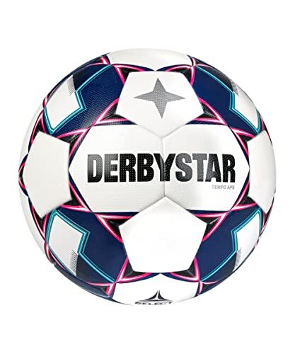 Derbystar Tempo voetbalballen wit blauw roze 5
