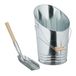Relaxdays pelletemmer met schep, 10 liter, kolenkit, openhaard accessoire, pelletemmer met hengsel, zilver-natuur