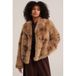 WE Fashion imitatiebont winterjas - beige