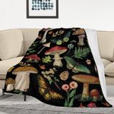 MIBOI Paddestoel deken, paddestoel geschenken voor vrouwen zachte gezellige fleece flanel paddestoel gooien deken het hele seizoen voor bank bank cottagecore kamer decor paddestoel dekens voor