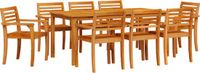 vidaXL Massief Acacia Hout Bruin Eettafel Set 9-delig