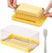 Unyqoos® boîte à beurre avec couvercle transparent et couteau à beurre, plastique/acier inoxydable, 19 x 10 x 8 cm, adapté aux blocs de beurre jusqu'à 454 grammes