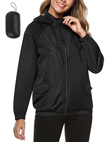 Sykooria Dames regenjas licht waterdicht windjack herfst jas outdoorjas regenjas met capuchon windbreaker vrouwen zip hoodie regenjack