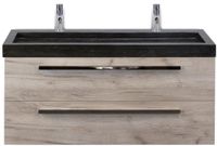 BES LED Seville Badmeubelset 120 cm - 2 Laden Craft Oak - Wastafel Lucca Enkel