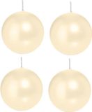 Trend Candles Bougeoir lisse - 1x - blanc crème - 8 cm - 25 heures de combustion - bougies rondes