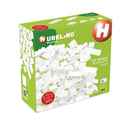 Hubelino Hubelino #420619 120-delige bouwstenenset, witte bouwstenen, compatibel met grote bouwstenen van andere fabrikanten, Made in Germany vanaf 1,5 jaar
