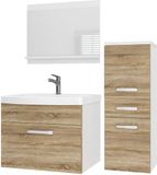 B BELINI GROUP BELINI Badkamermeubel Set PRI M2 - Badmeubelset 90 cm Sonoma Eiken Mat met Wastafel en Spiegel - Wandmontage