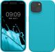 kwmobile Case voor iPhone 15 - Slank TPU-Hoesje met Zachte Afwerking - In ijsblauw