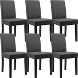 en.casa Eetkamerstoel Zagreb set van 6 donkergrijs kunstleer 90x37-42x48 cm