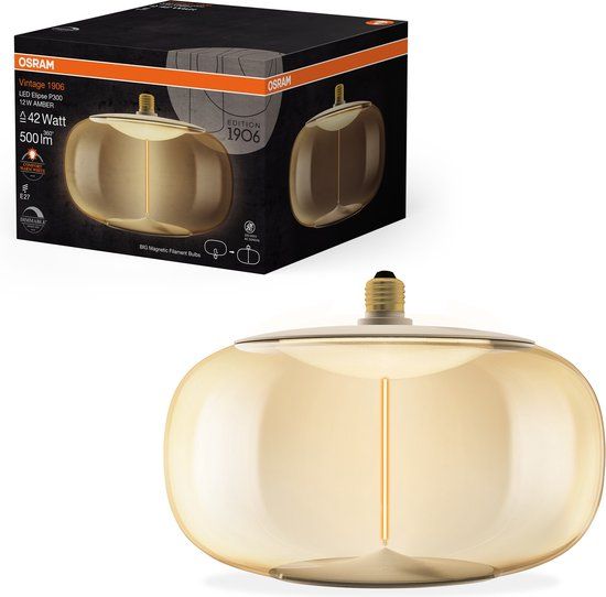 OSRAM Vintage 1906 Big Elipse LED Lamp - 12W, E27, Amber, Dimmable