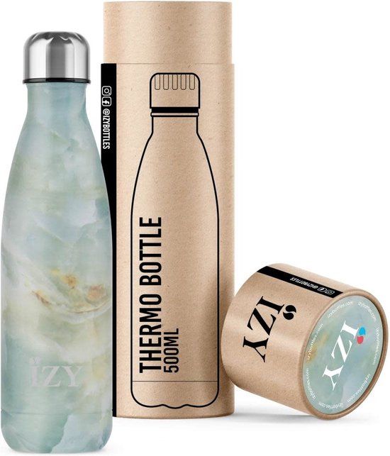 IZY Bottles IZY - drinkfles / thermosfles - 500 ml - Groen Marmer