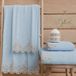 PETTI Artigiani Italiani - Serviettes de bain en tissu éponge 100% coton, set de serviettes 1+1, 2 pièces, 1 serviette pour le visage et 1 serviette, bleu clair