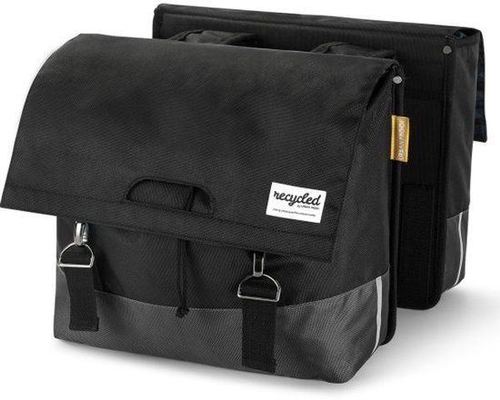 URBAN PROOF Dubbele fietstas 40L Recycled - Zwart/Grijs