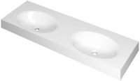 Wastafel INK Smooth Wastafel Polystone Dubbel Zonder Kraangaten - 1400x450x90 mm - Glans Wit