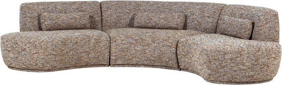 WOOOD Batavier Half Ronde Bank 6-Zits - Lichtbruin Melange - Polyester - 320 cm