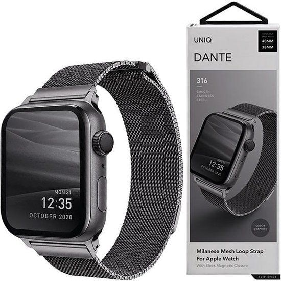 UNIQ - Dante - Bandje Apple Watch 38/40/41mm - RVS - Grafiet