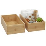 Gerimport Organiseur de tiroirs - 2x - bois de bambou - 25 x 15 x 7 cm - bac - bac de tri pour armoire