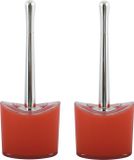 MSV Toiletborstel met houder Aveiro rood/zilver 2 stuks
