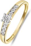 Lucardi Dames ring met 7 diamanten (0,05ct) - Ring - Cadeau - 14 Karaat Goud - Geelgoud