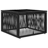 vidaXL Tuintafel, zwart, 55 x 55 x 37 cm, PE-rotan en glas