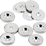 vasalat 12 stuks ronde neodymium magneten vernikkeld met metalen schijf met verzonken gat Ø 23 mm