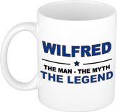 Bellatio Decorations Naam cadeau Wilfred - The man, The myth the legend koffie mok / beker 300 ml - Donkerblauw Keramiek
