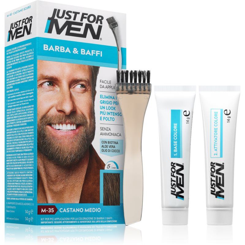 Just For Men Brush-In Color Gel Formula for Mustache and Beard Medium Brown 28g