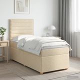 vidaXL Boxspringbed met matras Crèmekleurig 90 x 200 cm Stof