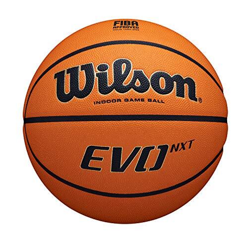 Wilson Basketbal EVO NXT FIBA GAME BALL, gemengd leer, ideaal voor binnen, maat 7, bruin, WTB0965XB