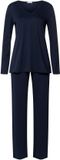 Hanro Pyjama Cotton Silk Vrouwen Lange Mouw Effen diep marineblauw L