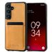 SURAZO Premium echt lederen achterkant voor Samsung Galaxy S24, stootvast lederen telefoonhoes met kaartenvak, sleutelhanger vintage slim bumper beschermhoes (camel)