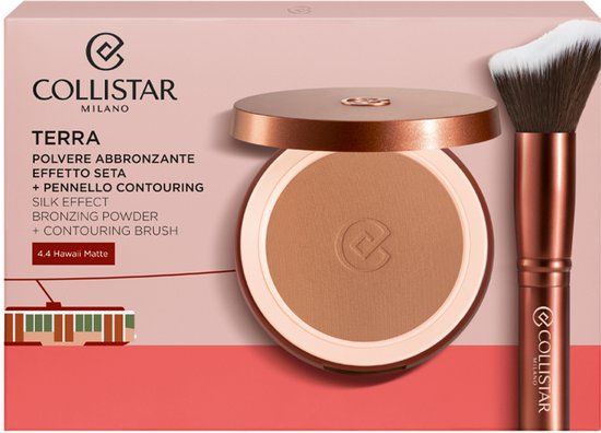 Collistar Make-Up Pakket Terra Silk Effect Bronzing Powder 4.4 Hawaii Matte Set + Contouring Brush