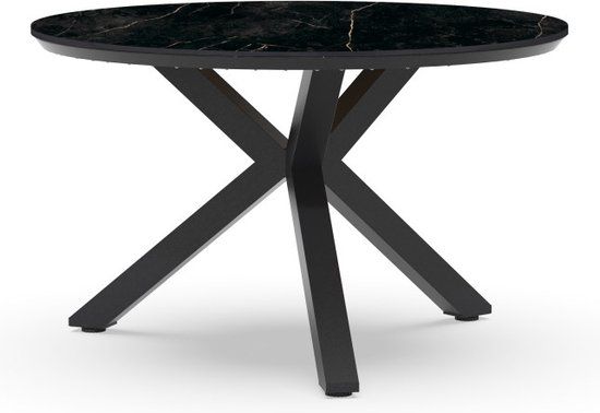Tierra Outdoor Tuintafel Orbital Marble - Ronde Tuintafel - Aluminium en Trespa - Marmerlook - Ø120cm