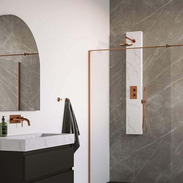 BRAUER Copper Edition Thermostatisch Douchepaneel - Calacatta Gold - 2 Functies
