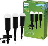 Philips LED Philips Edwina GardenLink - 3-pack - Sokkellamp met spies - 24V - Warm wit licht; 2700K - Zwart - Tuinpadverlichting