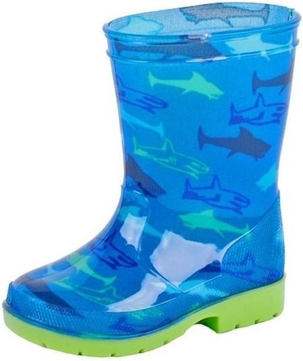 Gevavi Blauwe kinder regenlaarzen sharks - Rubberen haaien print laarzen/regenlaarsjes voor kinderen 33