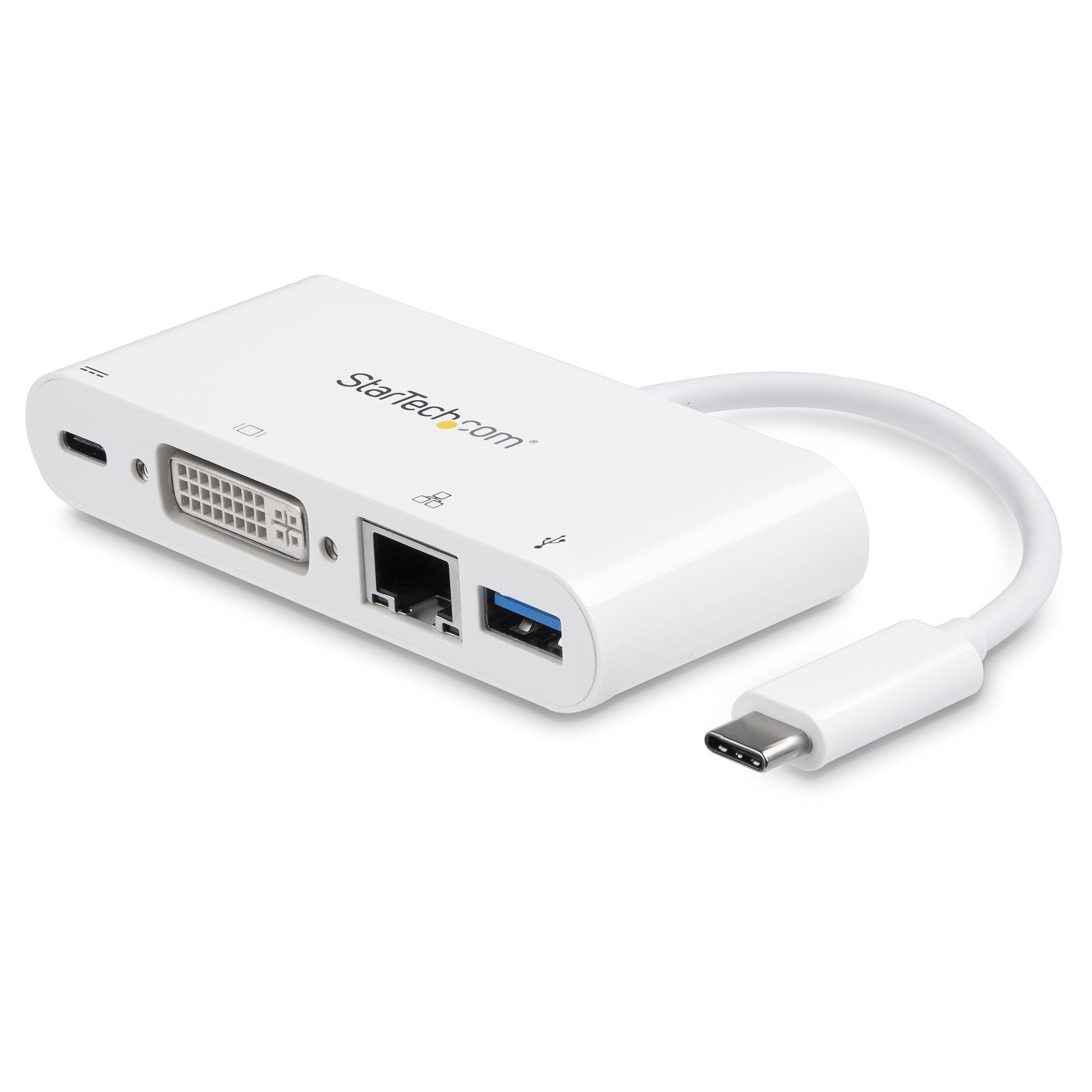 StarTech.com USB-C Multiport Adapter - DVI, Ethernet, USB 3.0, 60W PD - White