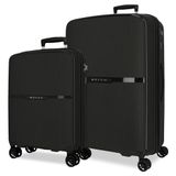 Movom Middagbagageset zwart, 56/66 cm, stijf, 2,8 kg, TSA-sluiting, polypropyleen, 110,5 l, handbagage, zwart/wit, kofferset