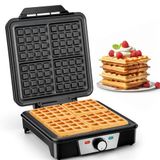VINATO Wafelijzer, Belgisch wafelijzer voor 4 wafels, snelle en stabiele warmte, wafelmachine met antiaanbaklaag van verwarmingsplaten